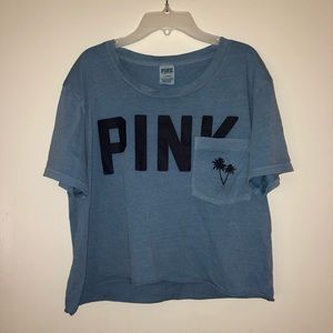 PINK blue crop top